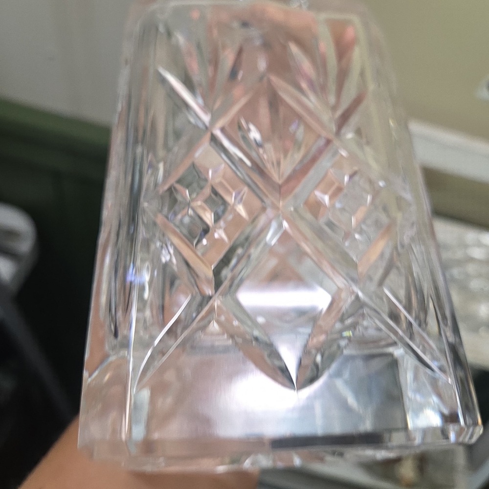 Vintage Cut Crystal Square Decaner With Faceted Stopper 9.5 inch - Picture 13 of 15